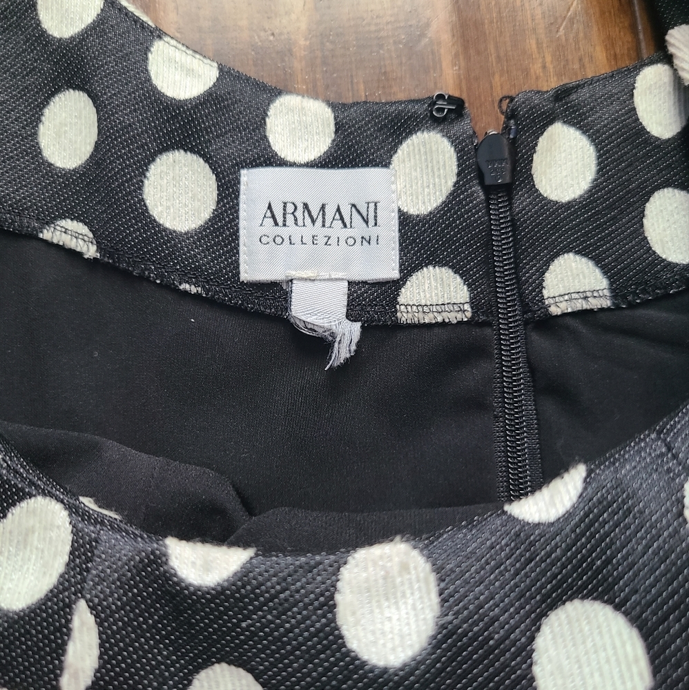 Armani Collezioni black and white polka dot lined dress. No size
